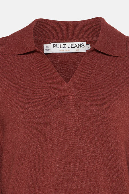 Pull à col en V - rouge