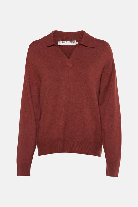 Pull à col en V - rouge