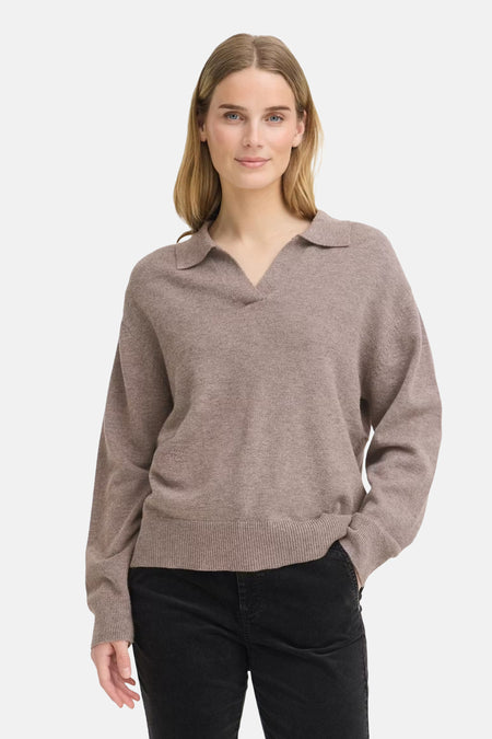 Pull col V - brun