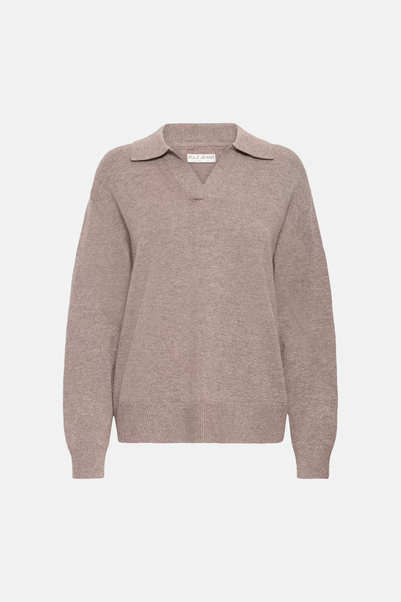 Pull col V - brun