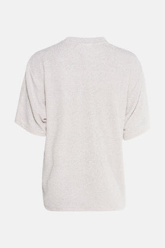 T-shirt argenté à manches courtes de PULZ, avec une texture tricotée.