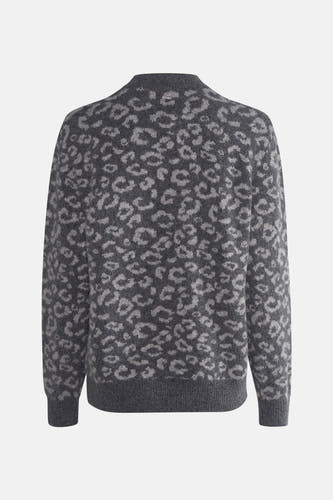 Sweat-shirt gris avec col rond de PULZ, à un motif de léopard gris.