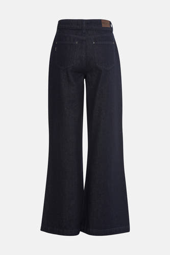 Jean bleu marine large de PULZ Jeans, vue arrière avec poches et ceinture.
