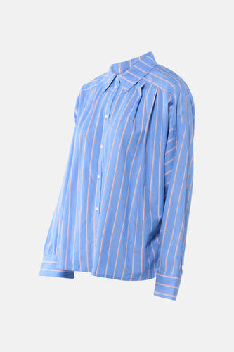 Chemise bleue rayée avec manches longues de PULZ, à col et boutons.