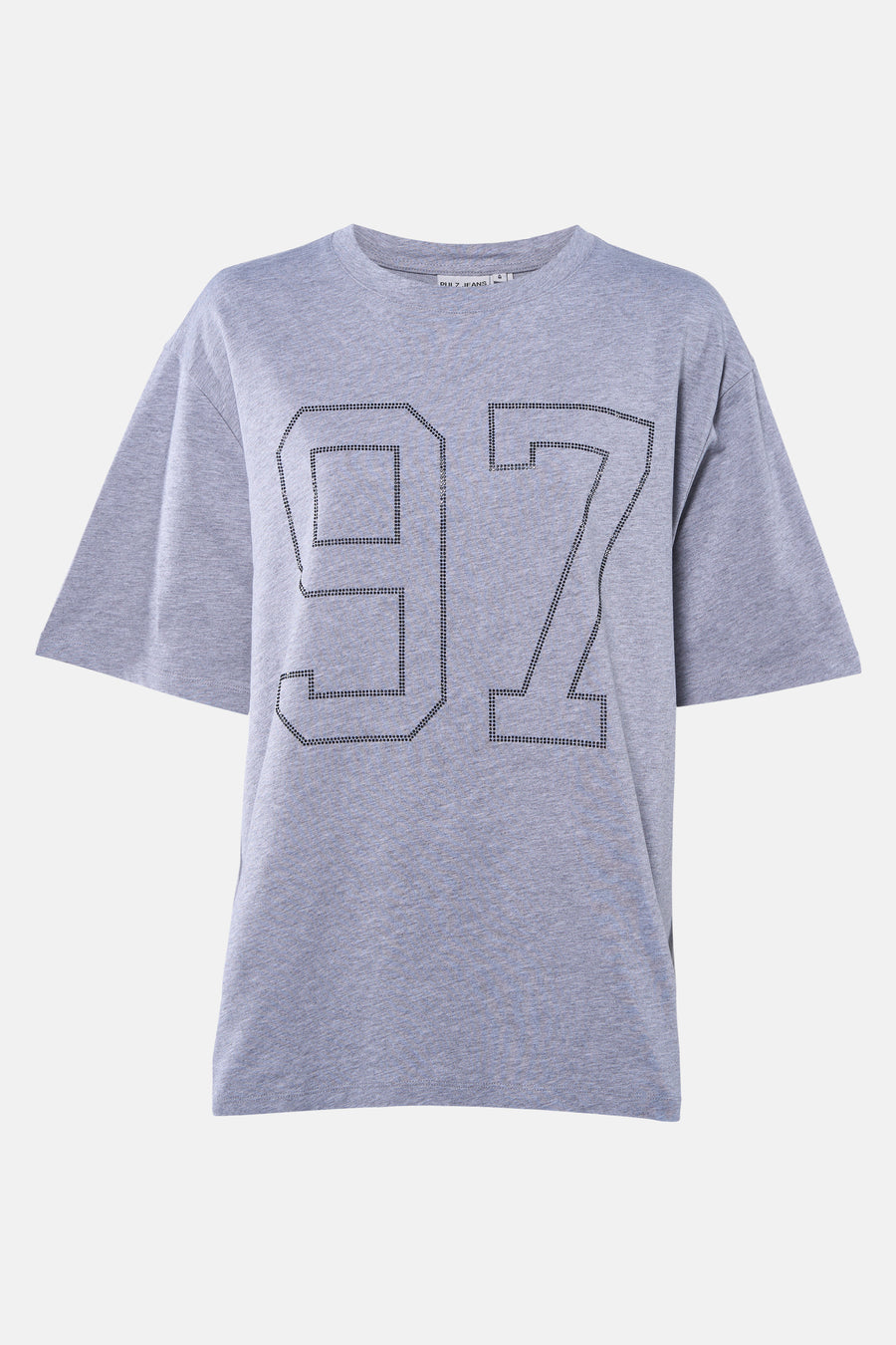 T-shirt gris à manches courtes de PULZ, avec le numéro "97" en strass.