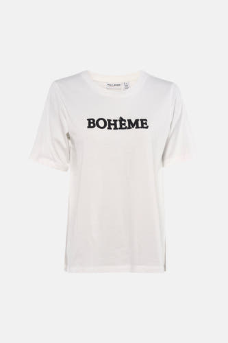 T-shirt blanc à manches courtes de PULZ, vu de dos, avec col rond.