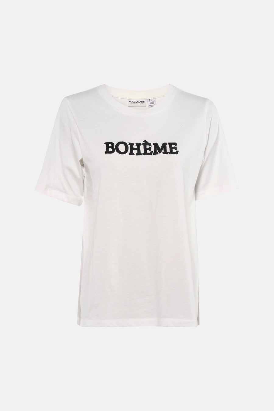 T-shirt blanc à manches courtes de PULZ, vu de dos, avec col rond.