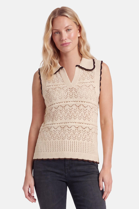 Pull col V - écru