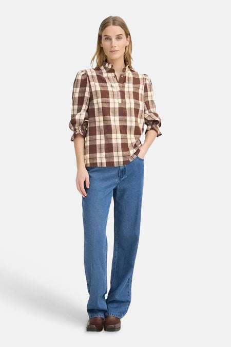 Blouse à manches 3/4 - brun