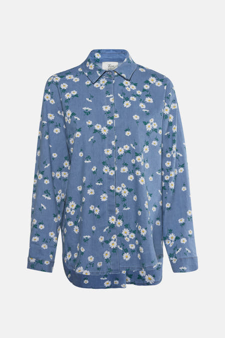 Chemise bleue à manches longues de Terra di Siena, avec un motif floral.