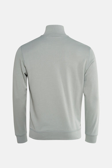 Pull-over vert de col encol H H HUG BOSS OR, orange arrière couleur, couleur uniforme et longs manches.