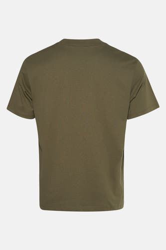 T-shirt en kaki avec manches courtes de HUGO, le dos présenté avec une texture lisse.