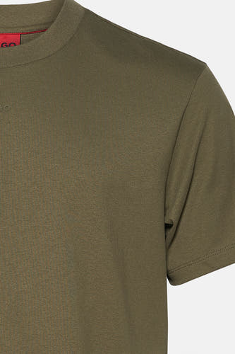Kaki T-shirt met korte mouwen van HUGO, met een subtiele textuur en korte mouw.