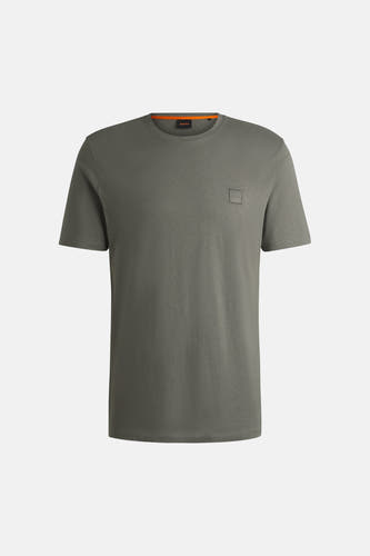 Grijs T-shirt met korte mouwen van HUGO BOSS ORANGE, met een subtiel logo vierkant op de borst.