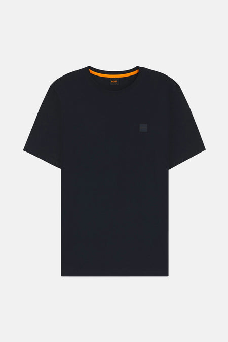 Donkerblauw T-shirt met korte mouwen van HUGO BOSS ORANGE, met een subtiel logo detail.