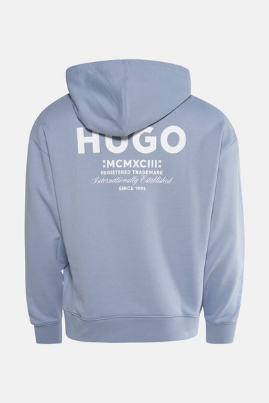 Pull-over bleu avec capuche de HUGO BLUE, doté d'un imprimé sur le dos.