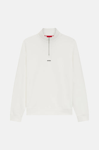 Wit HUGO sweatshirt met korte ritssluiting.