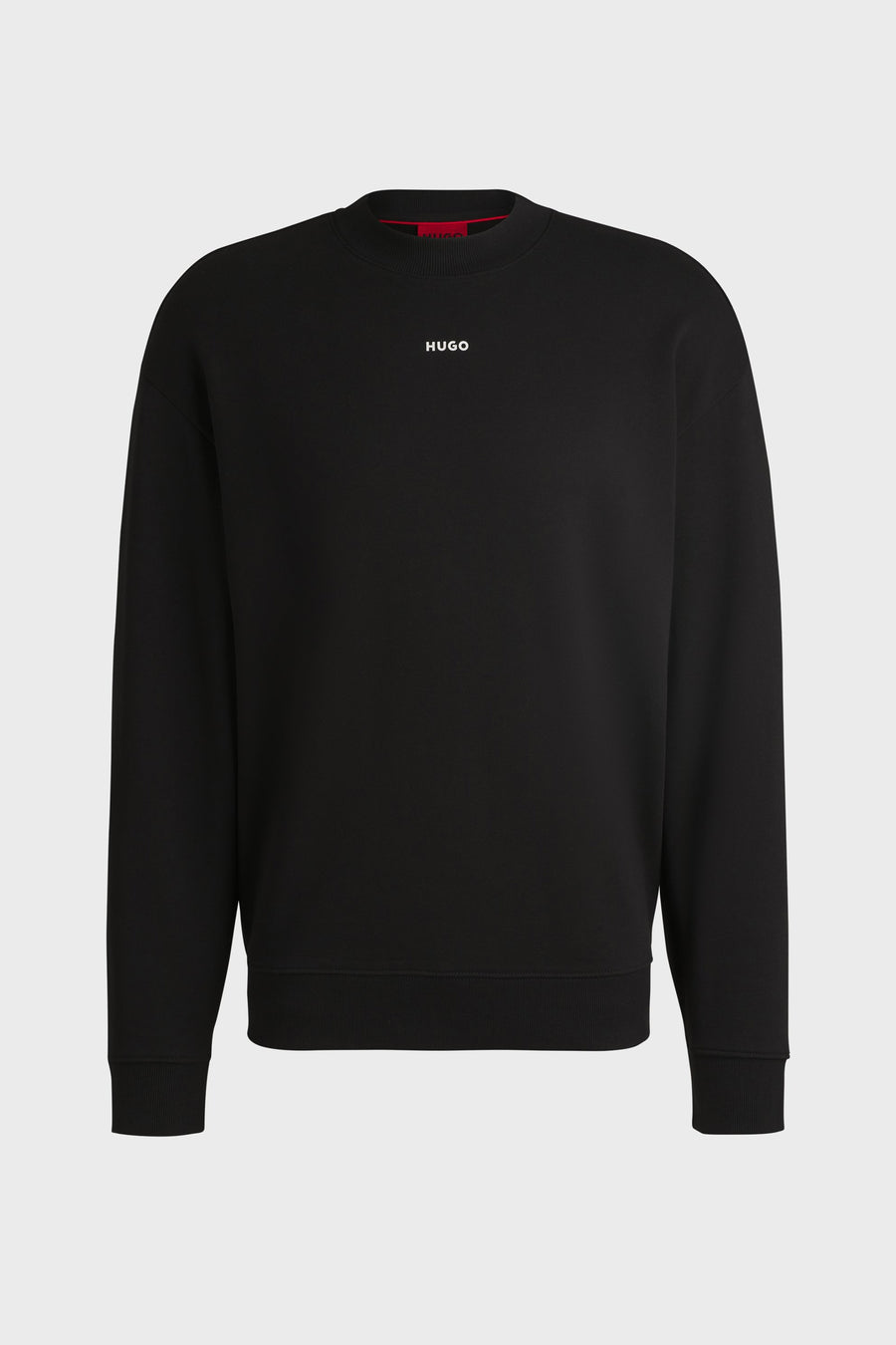 Gilet noir à col rond de HUGO, avec petit logo sur la poitrine.