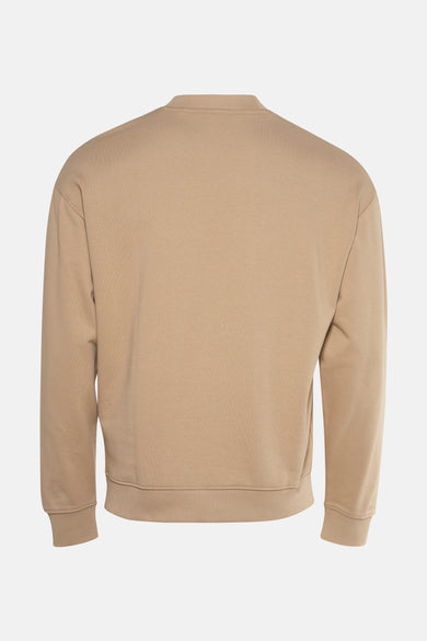 Beige sweater met ronde hals van HUGO, in effen stof.
