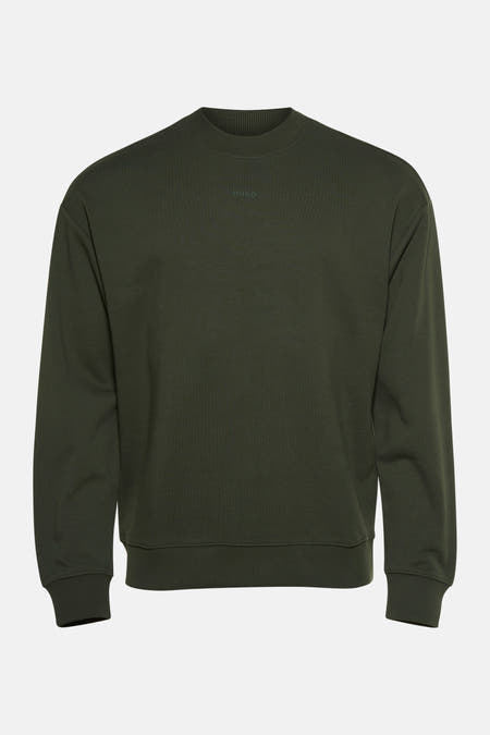 Groene sweater met ronde hals van HUGO, zonder patroon en effen kleur.
