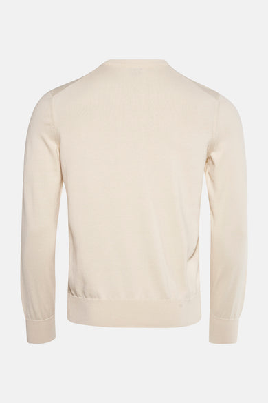 T-shirt écru avec col rond de HUGO BOSS ORANGE, design simple avec longues manches.
