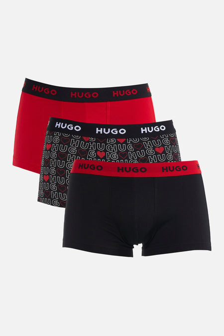 Boxer short noir de HUGO avec une bande rouge à logo.