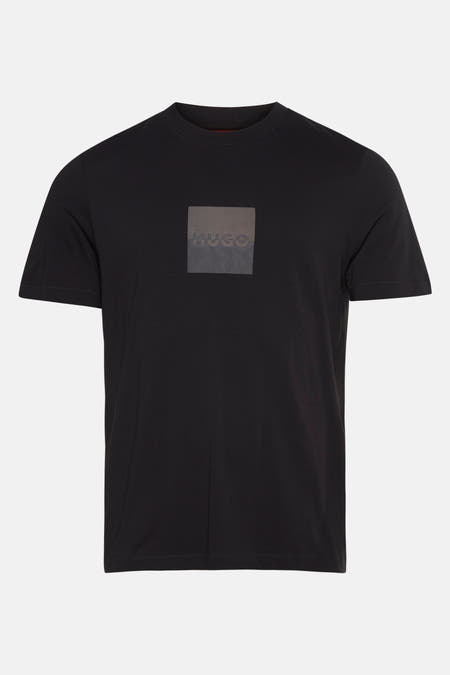 T-shirt noir à manches courtes de HUGO, design uni vu de l'arrière.