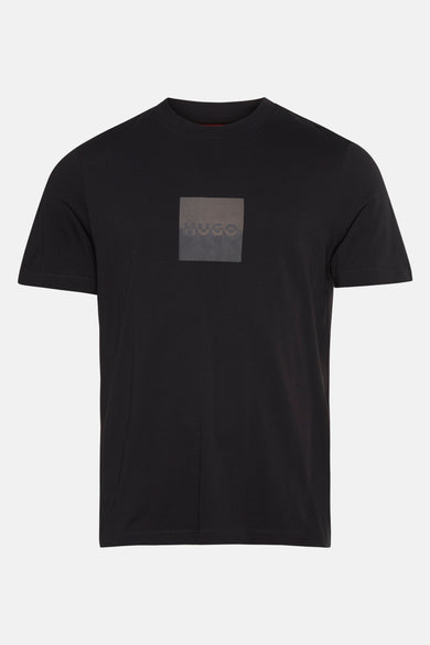 T-shirt noir à manches courtes de HUGO, design uni vu de l'arrière.