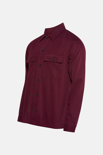T-shirt Bordeaux à manches longues de HUGO, avec col boutonné et deux poches po torse.