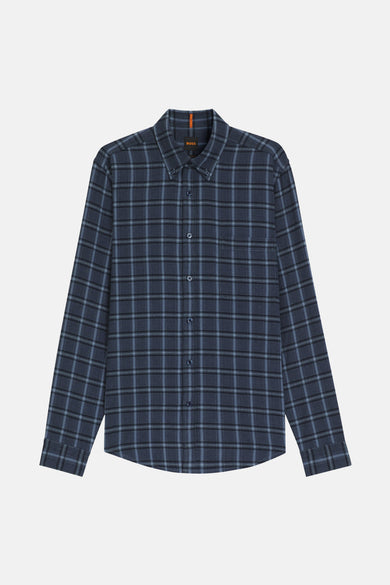 Blau,, longs manches de BOSS, avec un motif classique à carreaux et une fermeture à boutons.