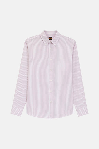 Chemise à manches longues à rayures violettes de BOSS, avec fermeture boutonnée.