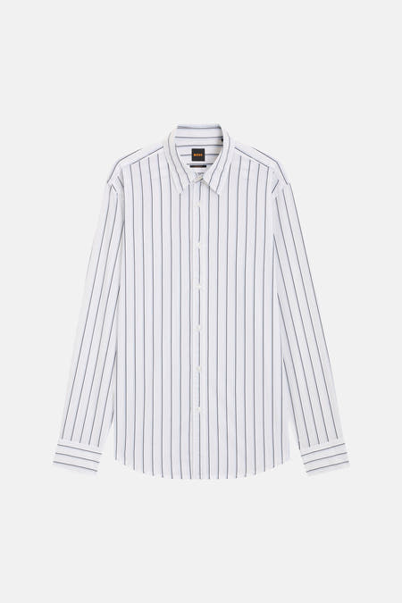 Chemise rayée à manches longues de HUGO BOSS ORANGE, avec fermeture boutonnée et motif rayé.