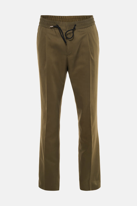 Pantalon vert HUGO avec cordon de serrage à la taille et une texture subtile.