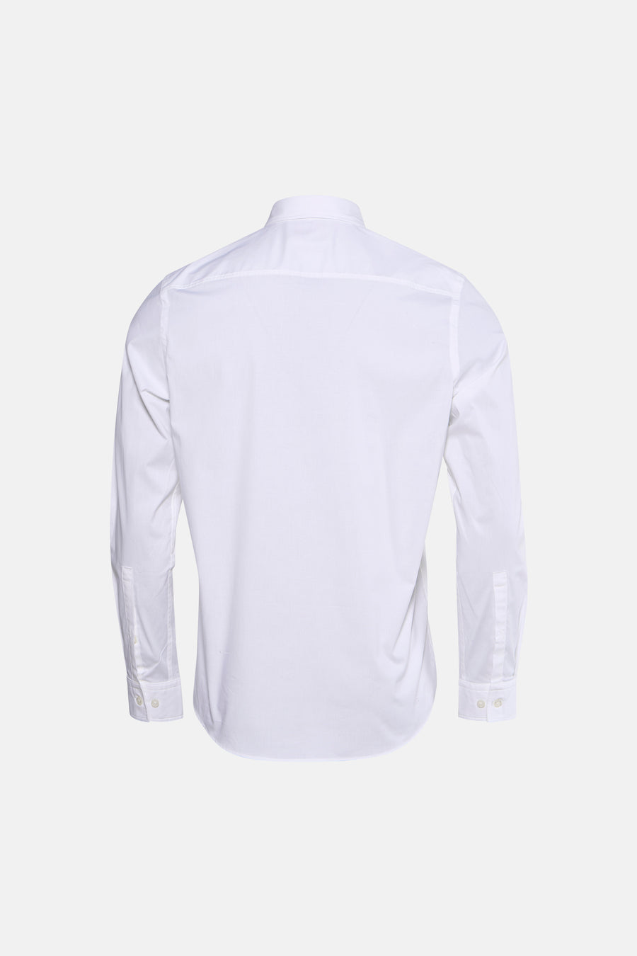 Chemise blanche à manches longues de HUGO, vue de dos, avec détails de boutons aux poignets.
