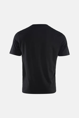 T-shirt noir à manches courtes de HUGO, dos uni affiché sur fond clair.