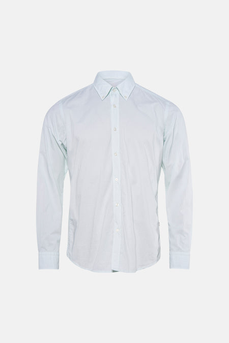 Chemise turquoise à manches longues de HUGO BOSS ORANGE avec col boutonné et motif subtil.
