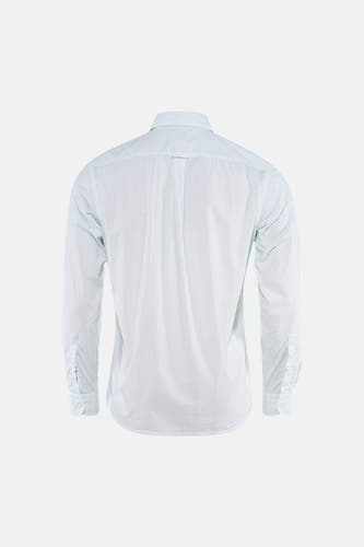 Chemise bleu turquoise clair avec motif à carreaux subtil de HUGO BOSS ORANGE, dos avec manches longues, une boucle de suspension et un ourlet arrondi.