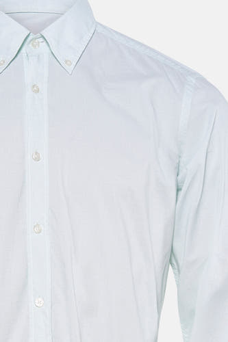 Chemise turquoise de HUGO BOSS ORANGE avec motif zigzag subtil, col boutonné et fermeture à boutons.