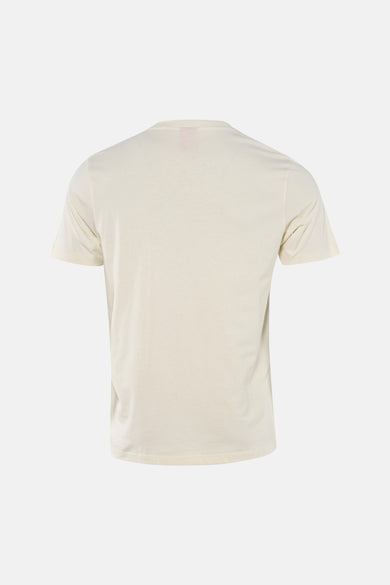 Ecru T-shirt met korte mouwen van HUGO, gezien van achteren.