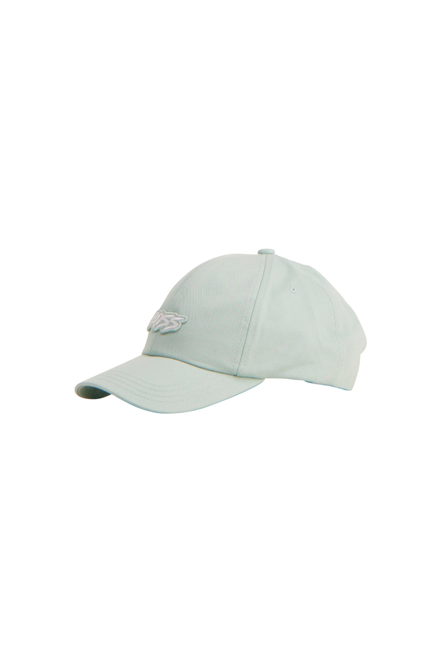 Casquette en coton bleu clair de HUGO BOSS ORANGE avec logo brodé sur le devant, vue latérale.