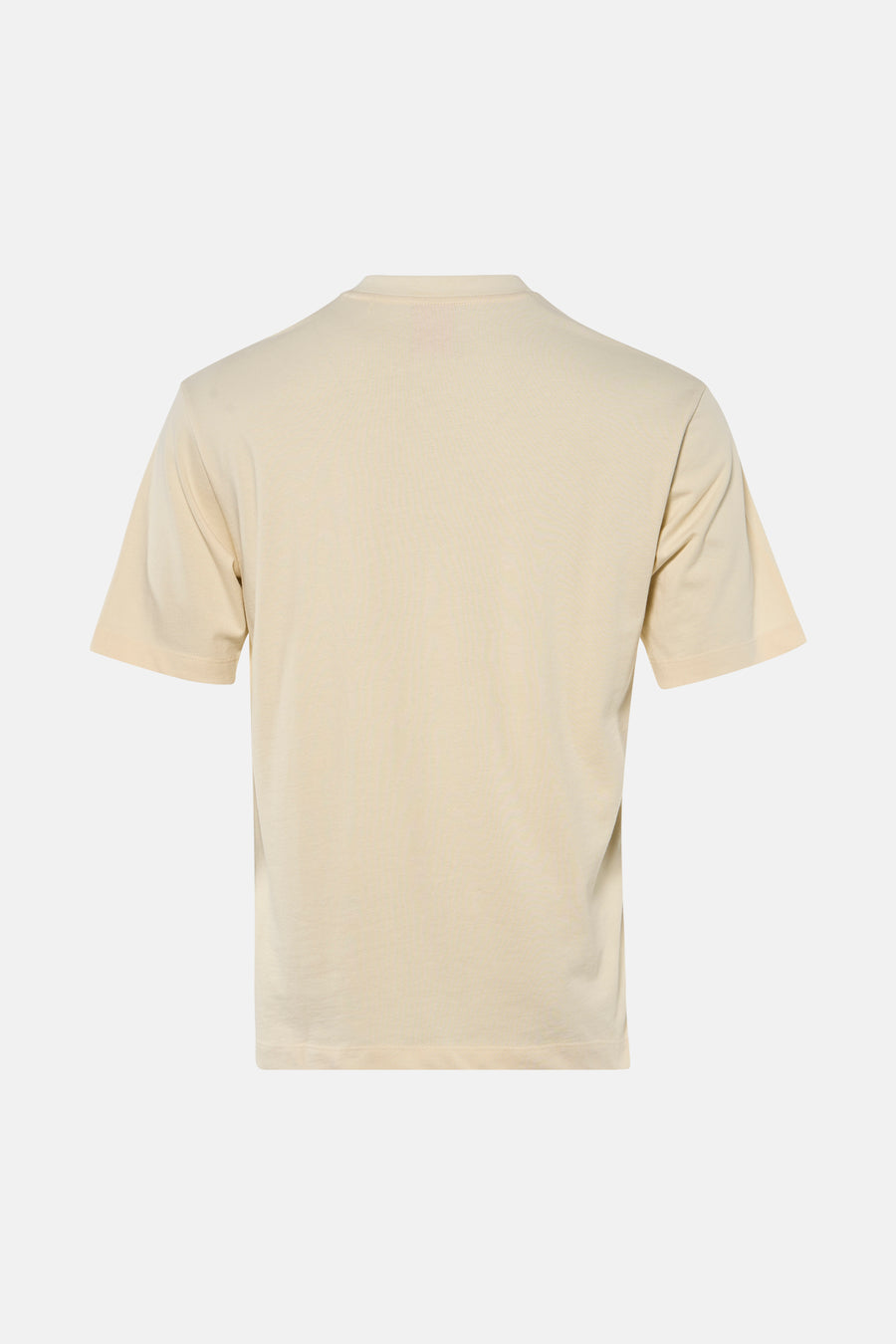 Ecru T-shirt met korte mouwen van HUGO, gezien van achteren op een effen achtergrond.
