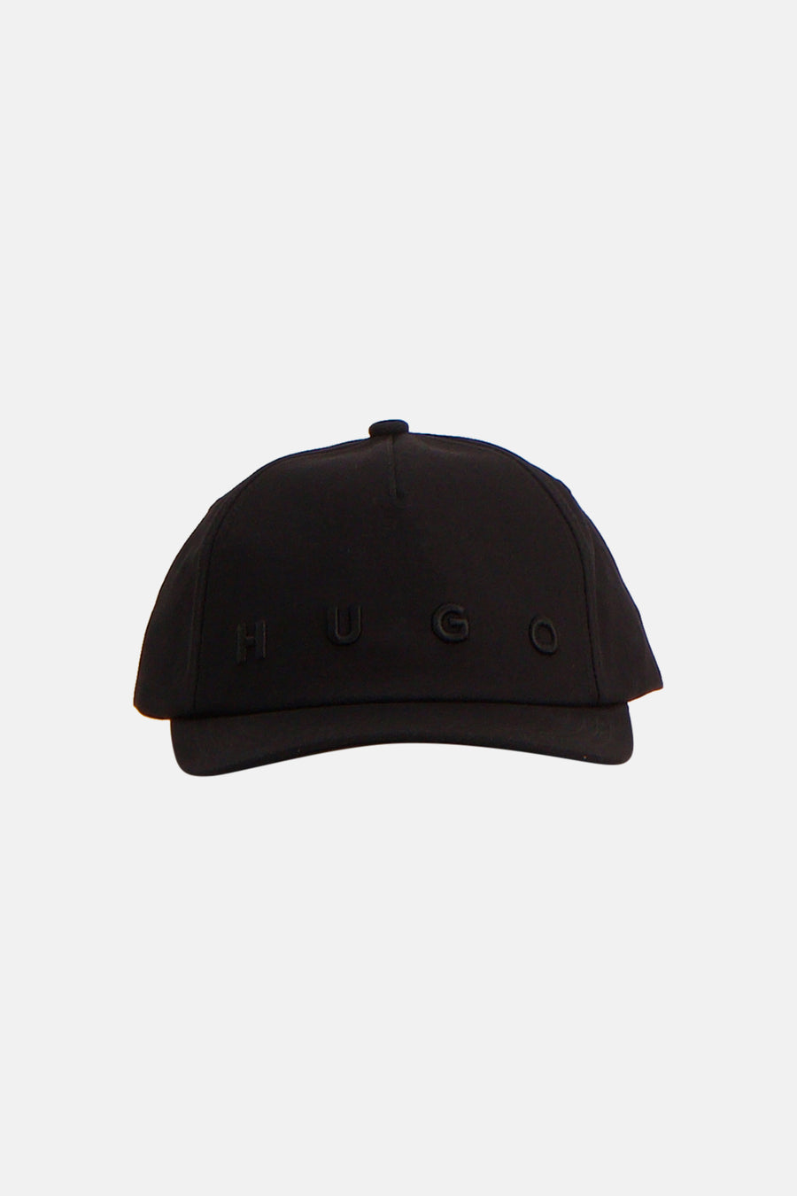 Zwarte pet van HUGO met reliëflogo op voorzijde, gestructureerde stof, front view