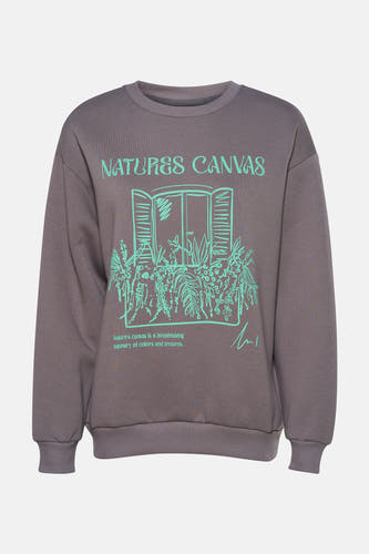 Gilet gris de 24 couleurs avec des illustrations bleu clair d'une fenêtre et de plantes.