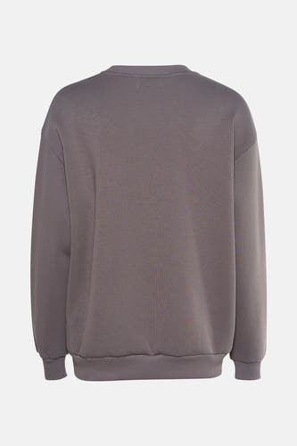 Gilet gris de 24 couleurs avec des manches longues, couleur couleur unie et col rond, dos visible.