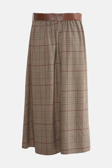 Jupe multicolore 3/4 de Terra di Siena, avec un motif rayé et une ceinture marron.