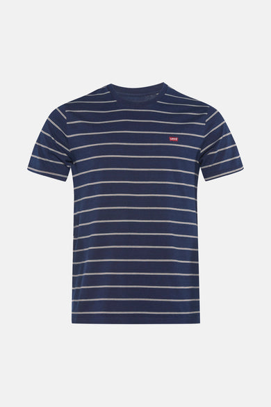 Blauw gestreept T-shirt met korte mouwen en Levi's logo.