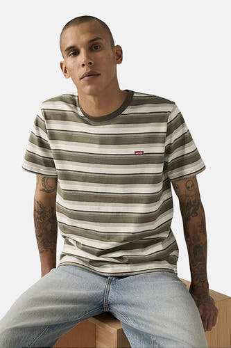 T-shirt met korte mouwen multicolor van Levi's®, met een gestreept patroon en korte mouwen, gedragen met een jeans.
