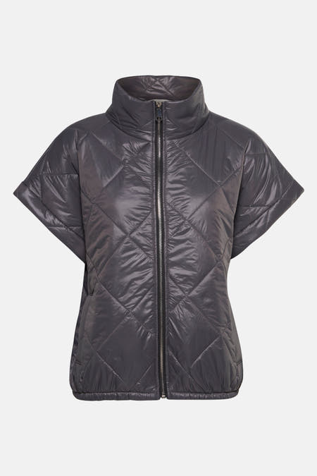Gilet gris Terra di Siena avec un motif en forme de lunettes et un col haut.