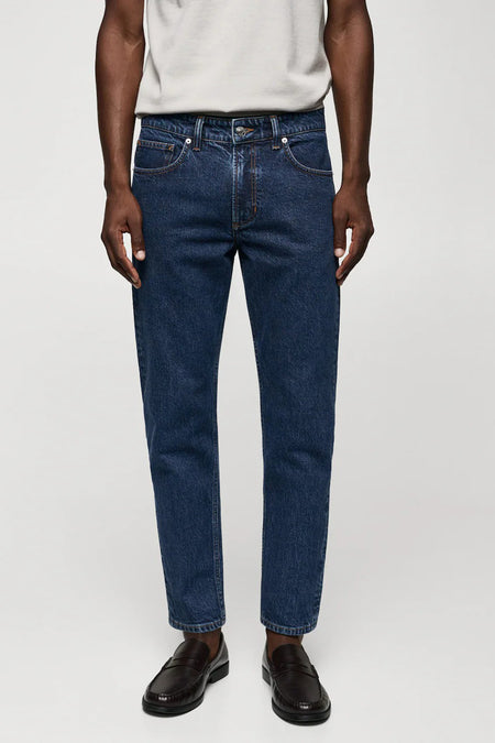 Jeans tapered Dark blue denim - Mango
