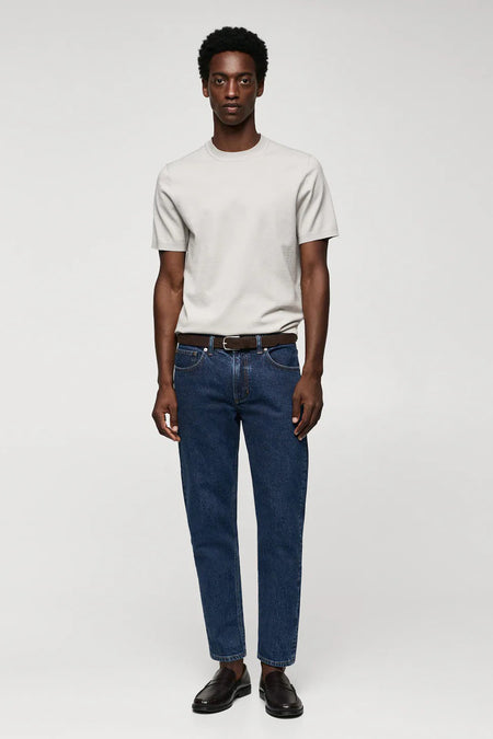 Jeans tapered Dark blue denim - Mango